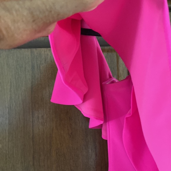 DO+BE Neon Pink Open Shoulder flounce Cut Out MIDI Dress S - Picture 5 of 10